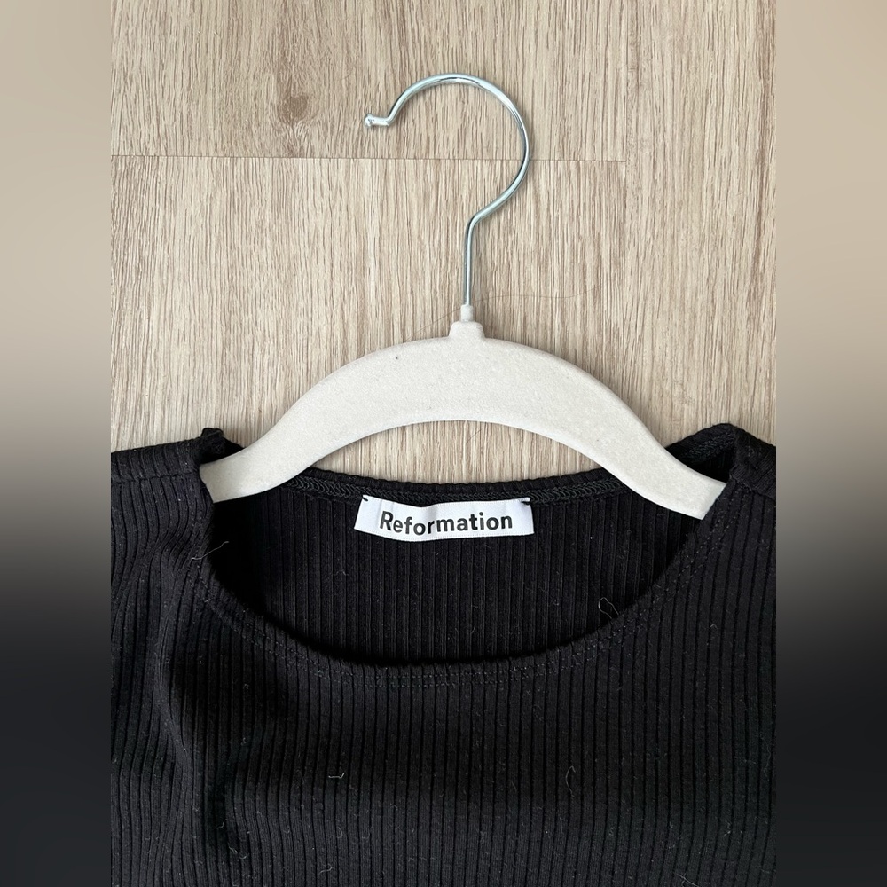 Reformation Neil Knit Black Mini Dress - Picture 2 of 6